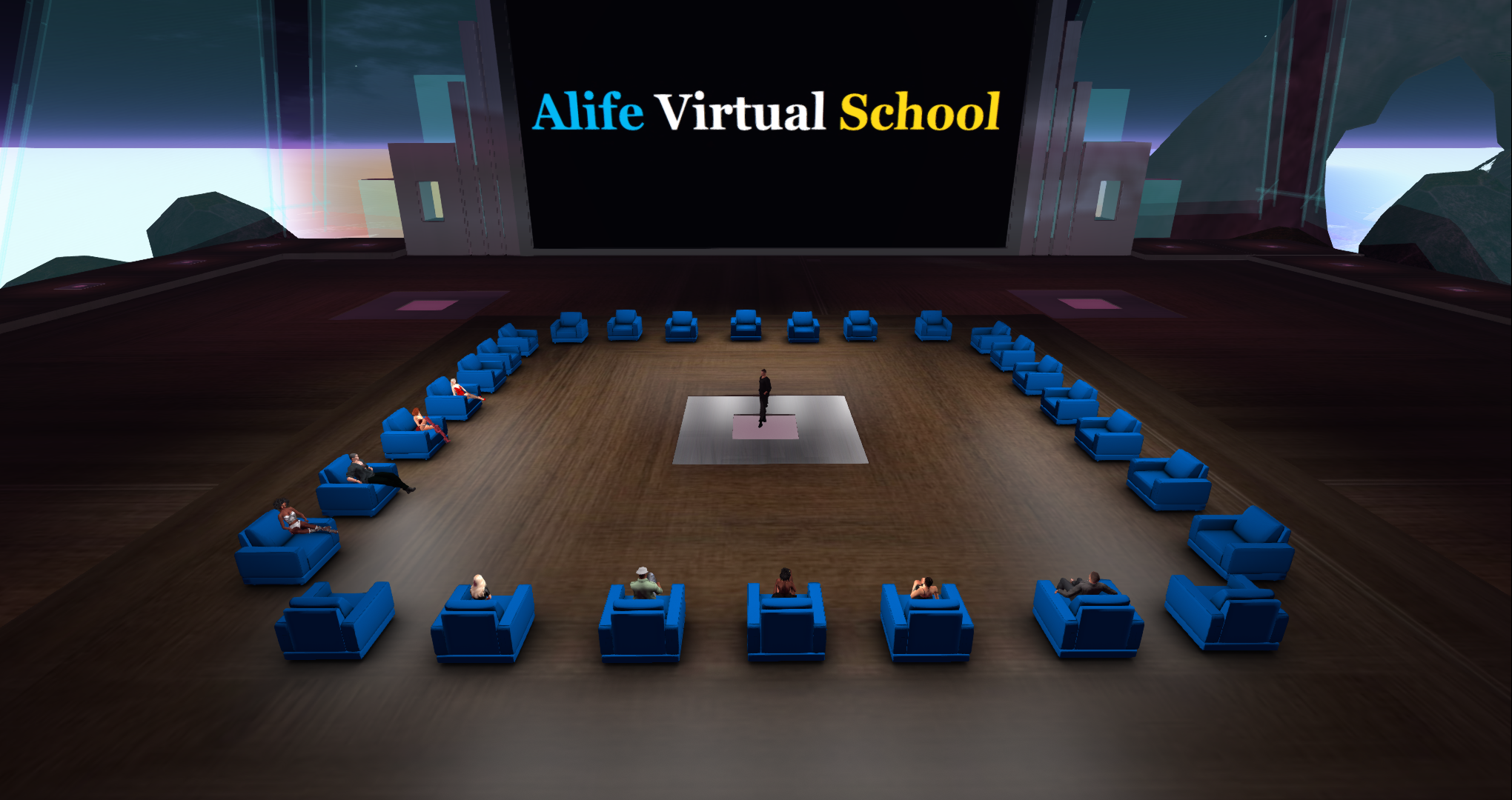 Students in a virtual classroom at Alife Academy learning to build.
